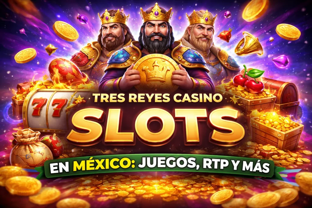 Tres Reyes Casino Slots con diseño atractivo, carretes encendidos, monedas en movimiento y una atmósfera digital creada para amantes de las tragamonedas